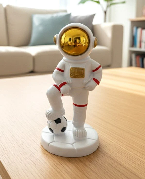 AKDC Ceramic Astronaut with Football Figurine – Modern White Space Sports Décor Statue 14 cm - Image 2