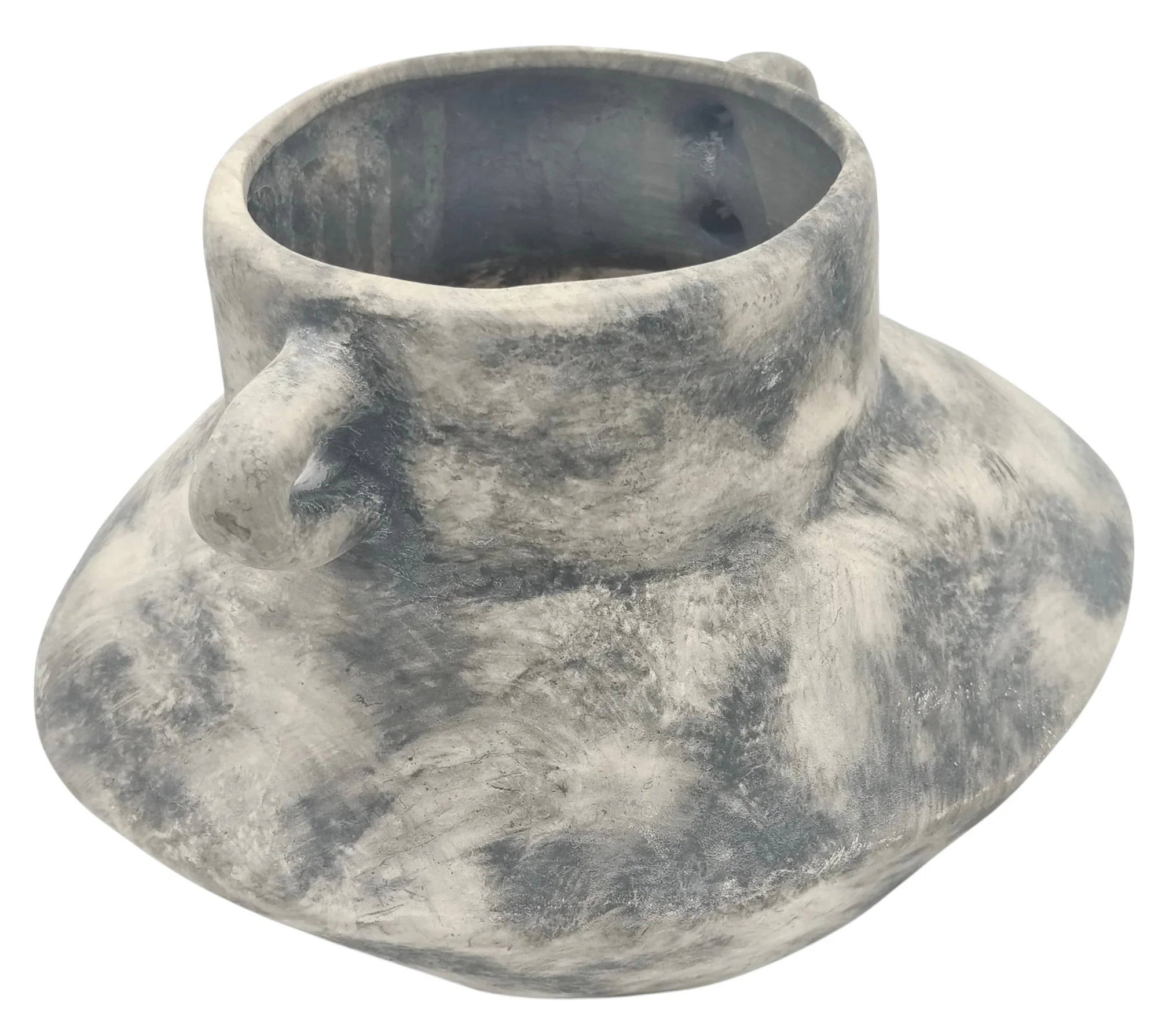 AKDC Clay Flower Vase 21cm*16cm*17cm, Tabletop Centerpiece, Distressed Grey - Image 2