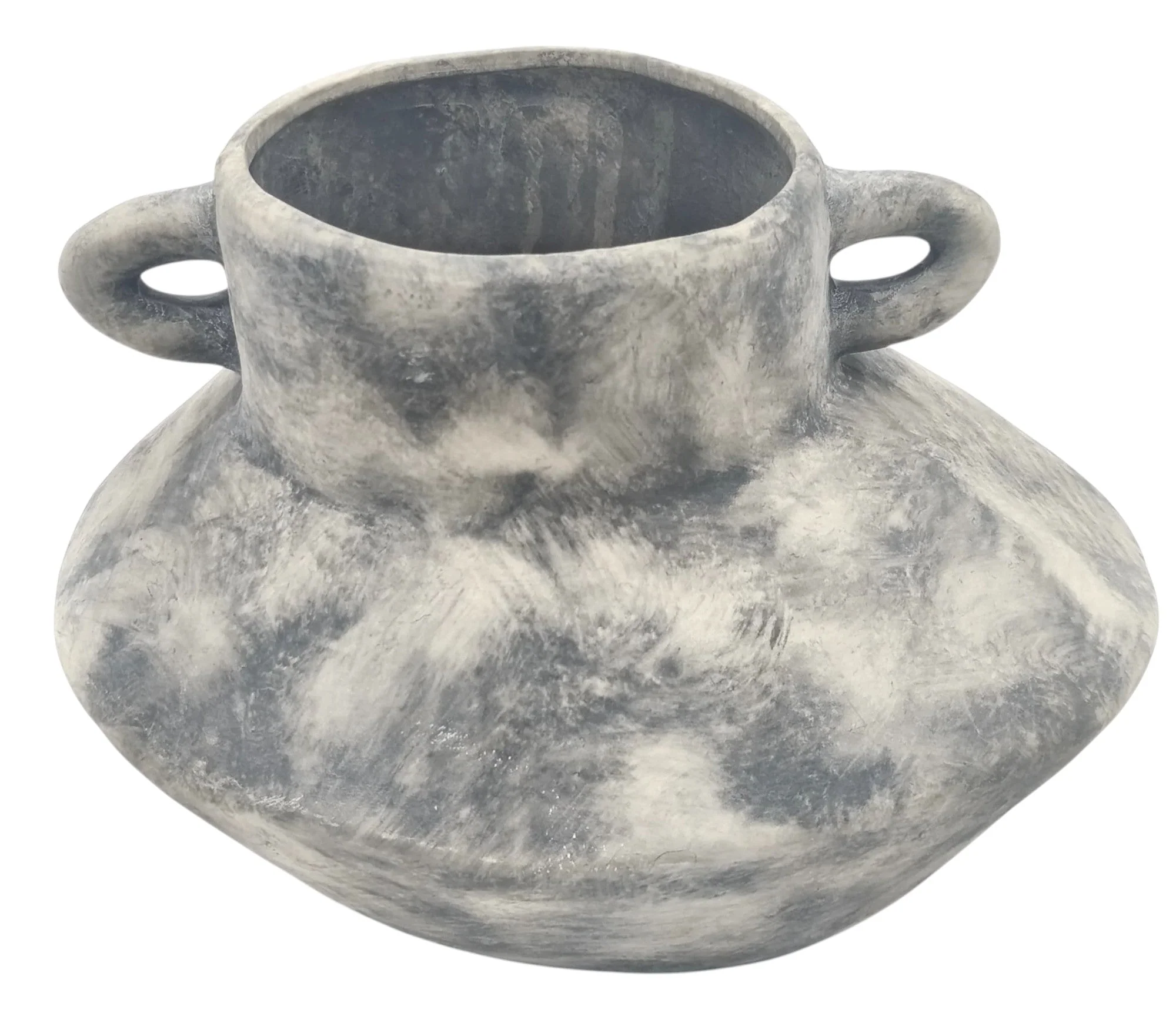 AKDC Clay Flower Vase 21cm*16cm*17cm, Tabletop Centerpiece, Distressed Grey - Image 3
