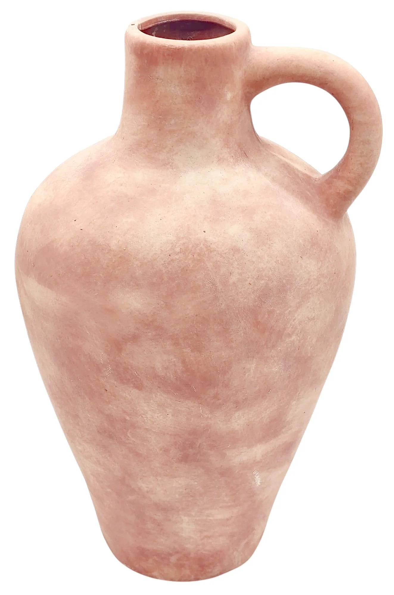 AKDC Clay Flower Vase 6cm*16cm*29cm, Single Handle-Amphora-Like Shape, Muted Pink