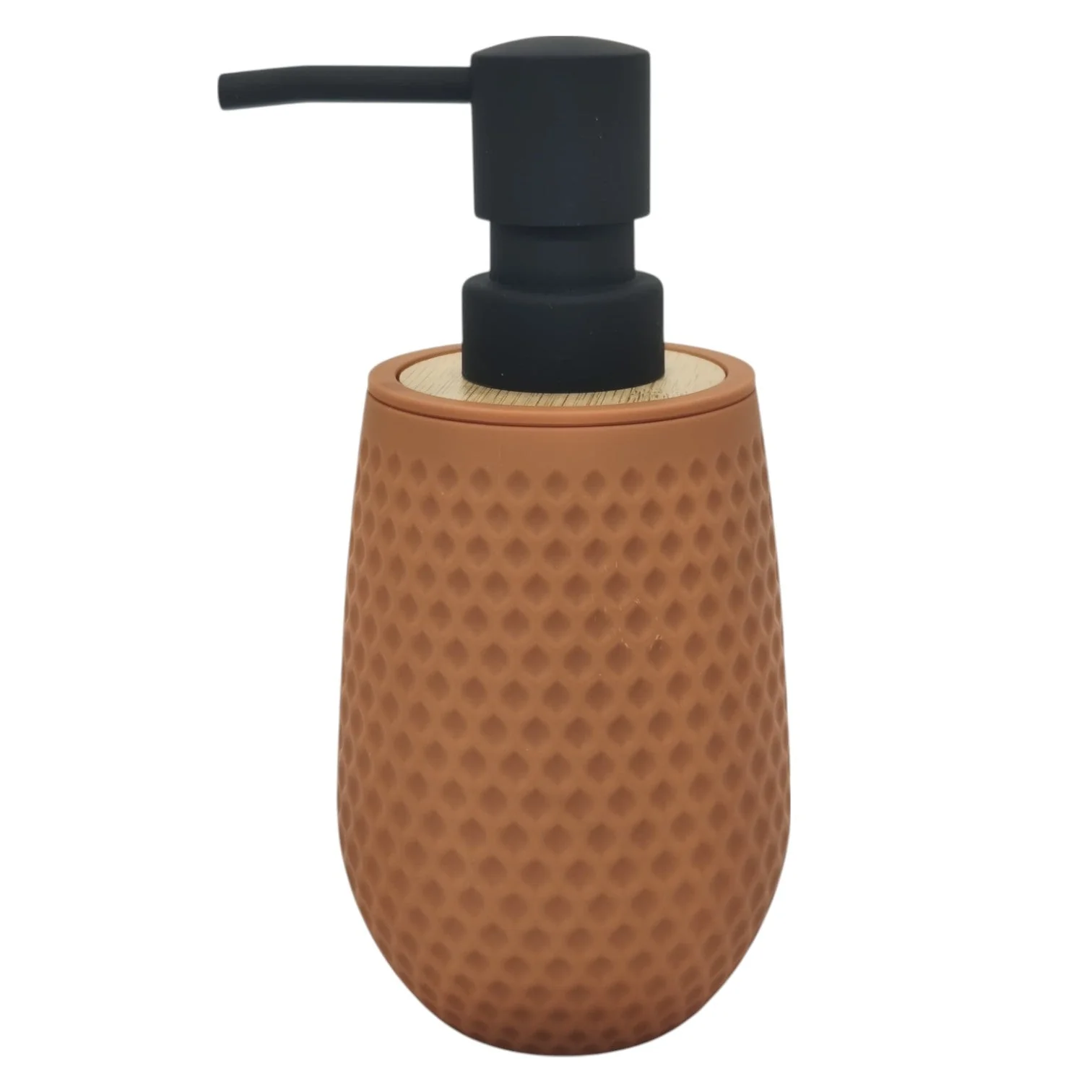 AKDC Ceramic Liquid Soap Dispenser for Bathroom & Kitchen Sink, Dish Soap Dispenser With Easy-to-Press Pump -350ML-LightSalmon&Black