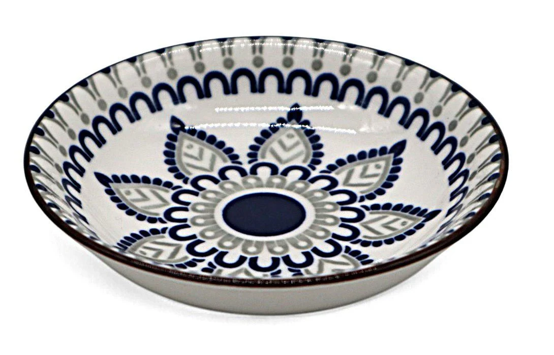AKDC Ceramic Mini Soup Bowl 10×2.5 cm – White with Blue Flower Motif