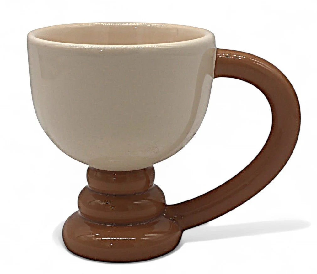 AKDC Ceramic Mug in Cream with Brown Accent – 200ml Warm & Natural Look
