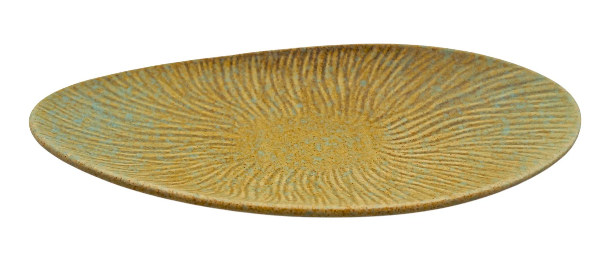 AKDC Ceramic Oval Plate 25.5cm*12.5cm*2.5cm, Brown/Turquoise Ripple Design