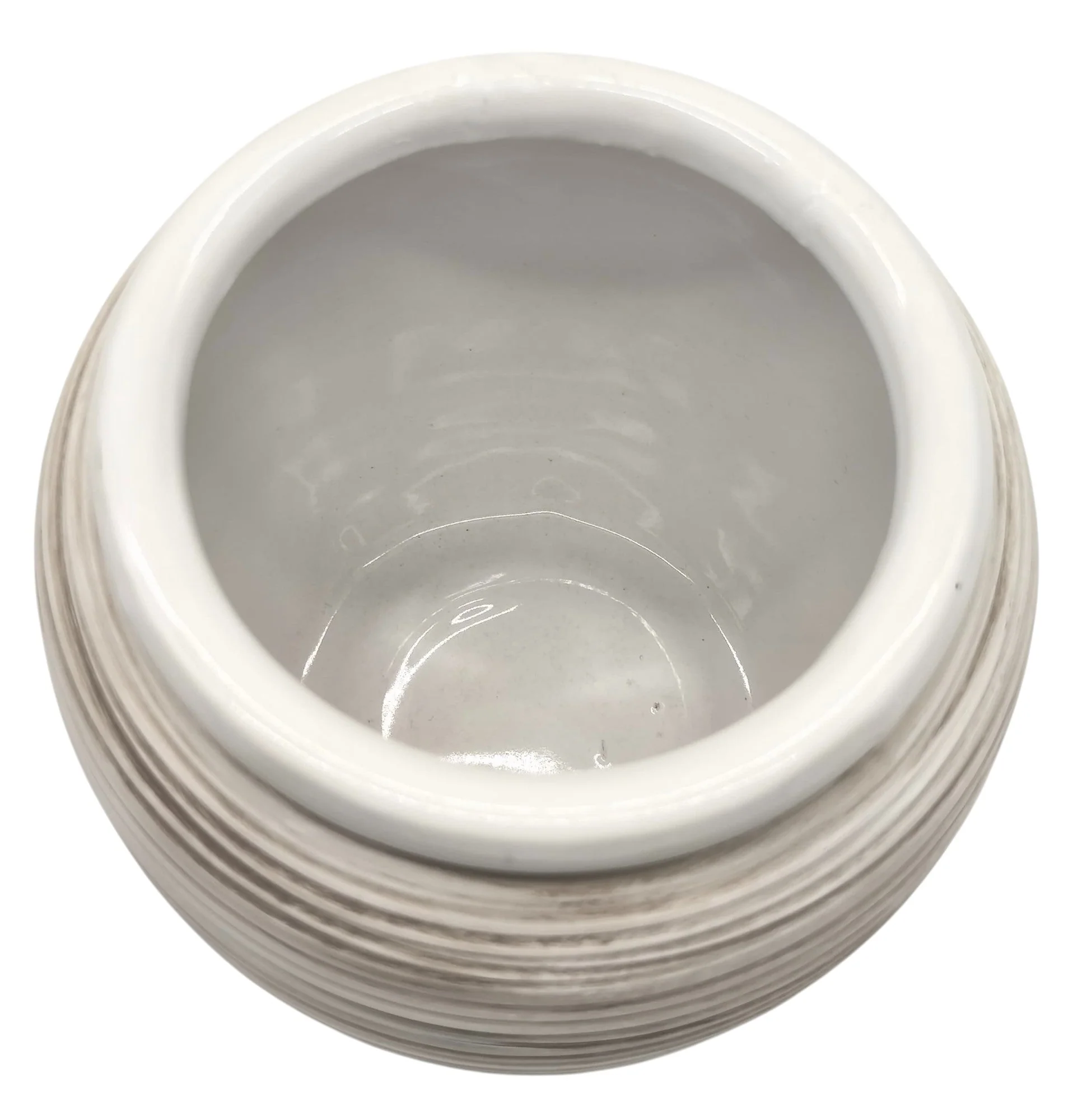 AKDC Ceramic With Clay Coating Planter Pot 12.5cm*14cm, White/Brown Ripple Textured - Image 3
