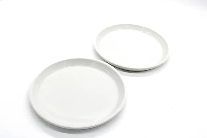 AKDC Ceramic Round Flat Plate 9inch set of 2 White
