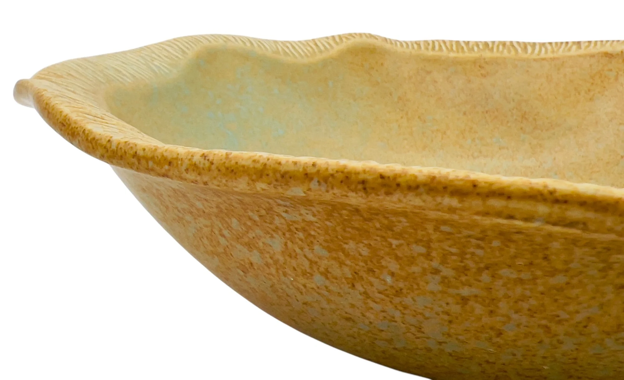 AKDC Ceramic Round Fruit Bowl 29cm*7.5cm, Brown/Turquoise Ripple Edge Design - Image 3