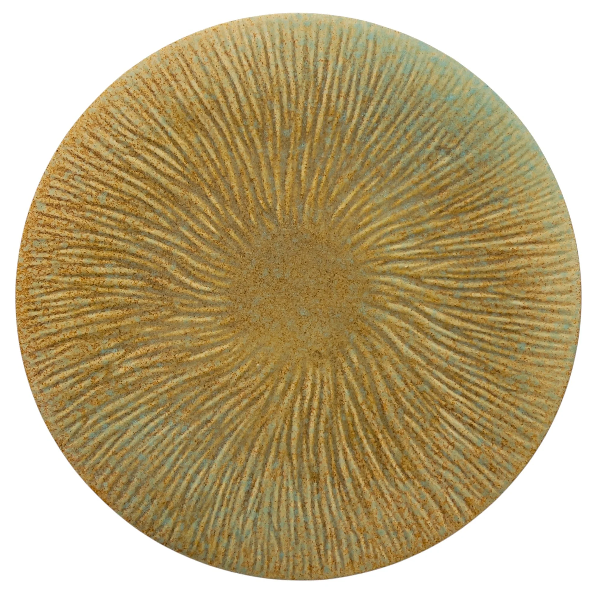 AKDC Ceramic Round Plate 29cm*2cm, Brown/Turquoise Ripple Design