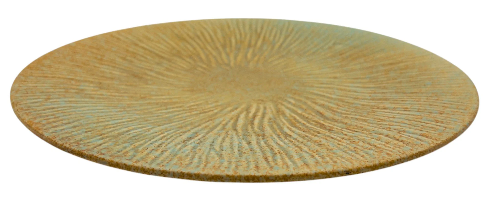 AKDC Ceramic Round Plate 29cm*2cm, Brown/Turquoise Ripple Design - Image 2