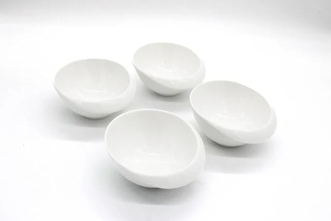 AKDC Ceramic shallow Bowl 5inch set of 4 White