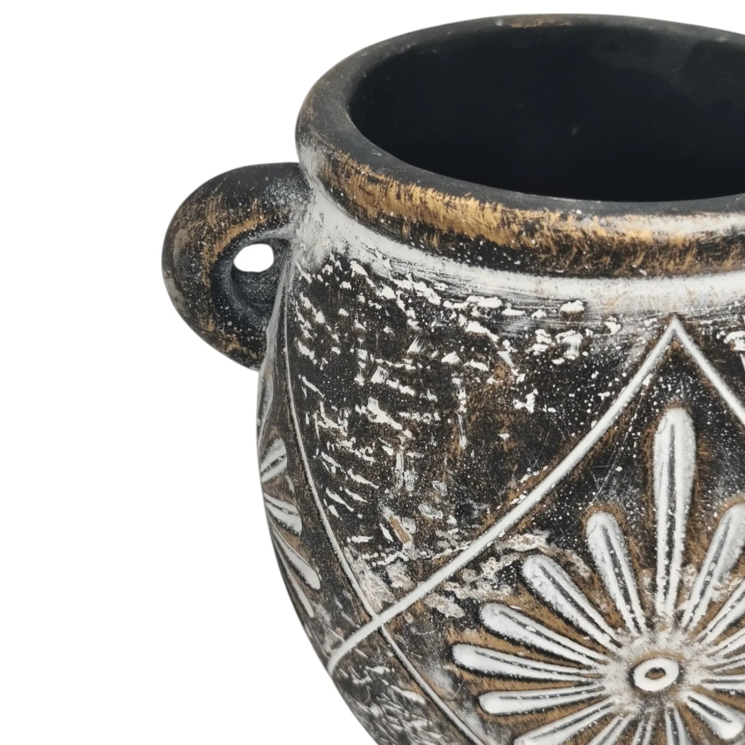 AKDC Clay Vase Home Décor Accents Table With Handle-11cmX9cm-Black - Image 4