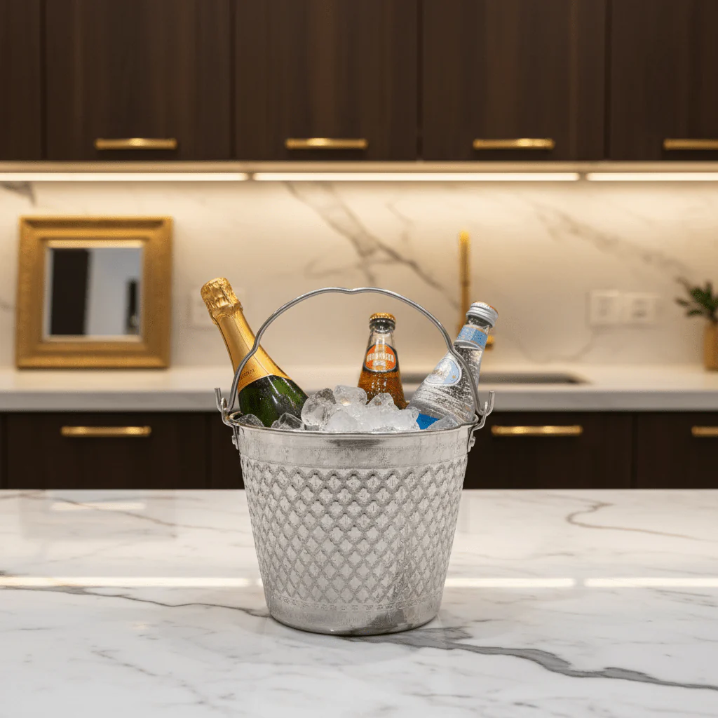 AKDC Classic Aluminium Ice Bucket – 2L Silver Finish - Image 2