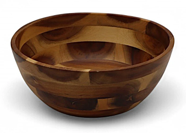 AKDC Classic Wooden Bowl – 20×8 cm, Natural Finish for Serving and Dining