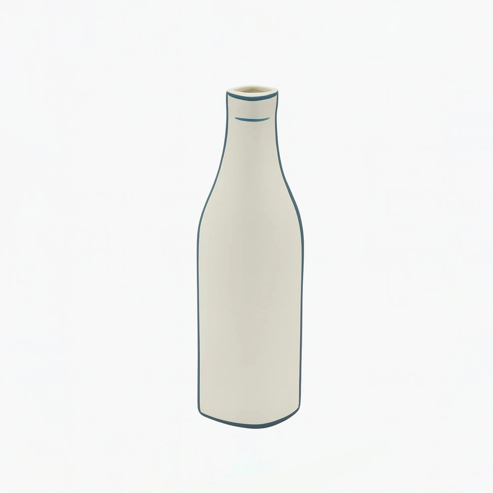AKDC Clay Bottle Shaped Flower Vase 5cm*10.5cm*31cm, White and Blue - Image 2