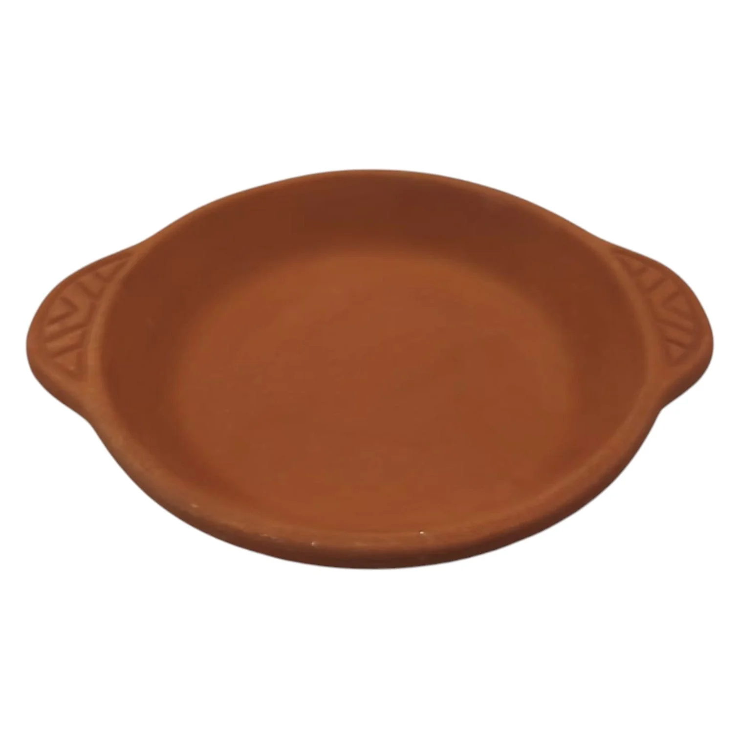 AKDC Clay Round Tray With Handle Flat Natural-700ML-Clay