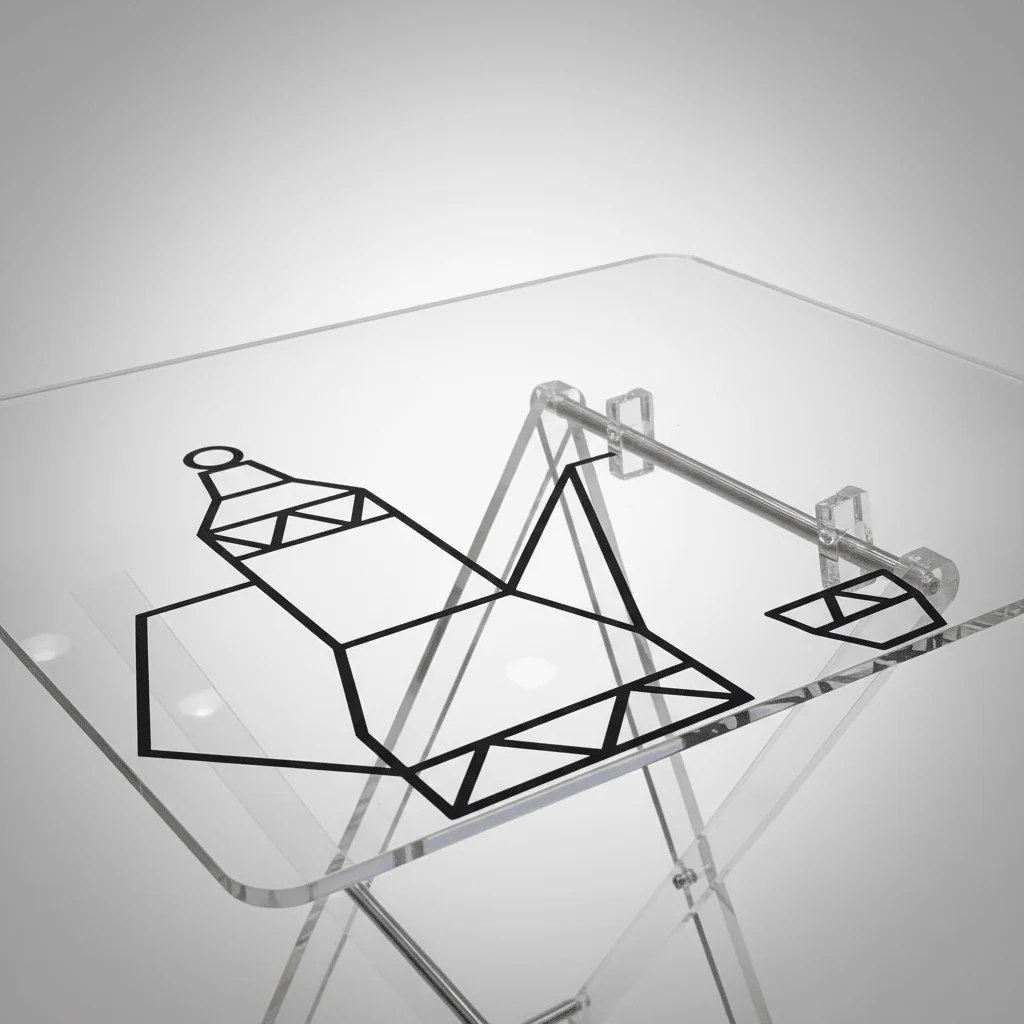 AKDC Clear Acrylic Coffee Table Set with Traditional Arabic Dallah Print Design Cultural Decorative 4-Piece Set 50x40x47 cm - Image 2