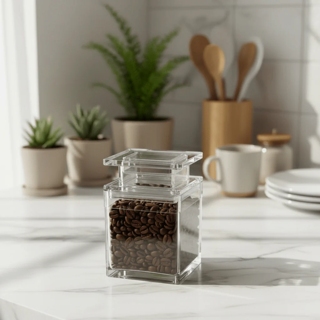 AKDC Clear Acrylic Storage Canister with Secure Lid Transparent Kitchen Organizer Container 10 × 8.5 cm - Image 2
