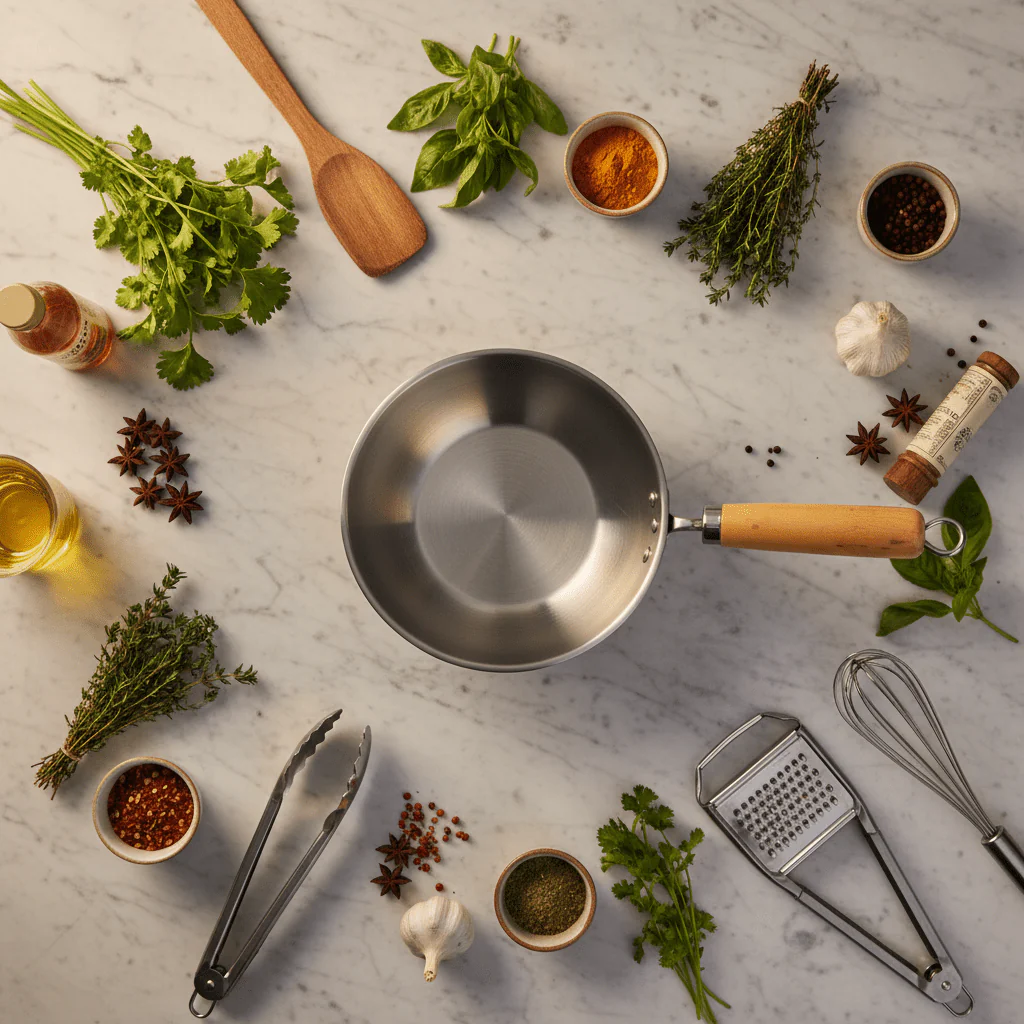 Compact Stainless Steel Stir-Fry Wok with Ergonomic Wooden Handle – Everyday Cooking Pan (1200 ml) - Image 3