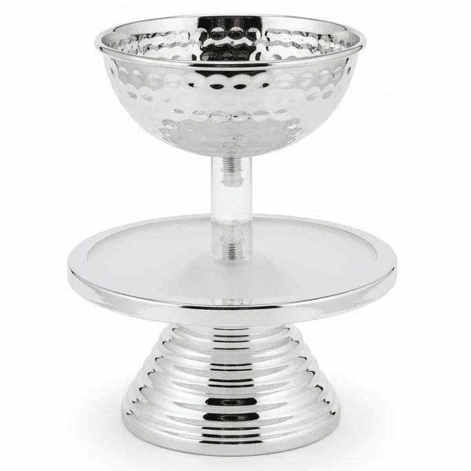 AKDC Contemporary Silver Metal and Acrylic Dessert Tray for Elegant Serving and Display – 20×12 cm