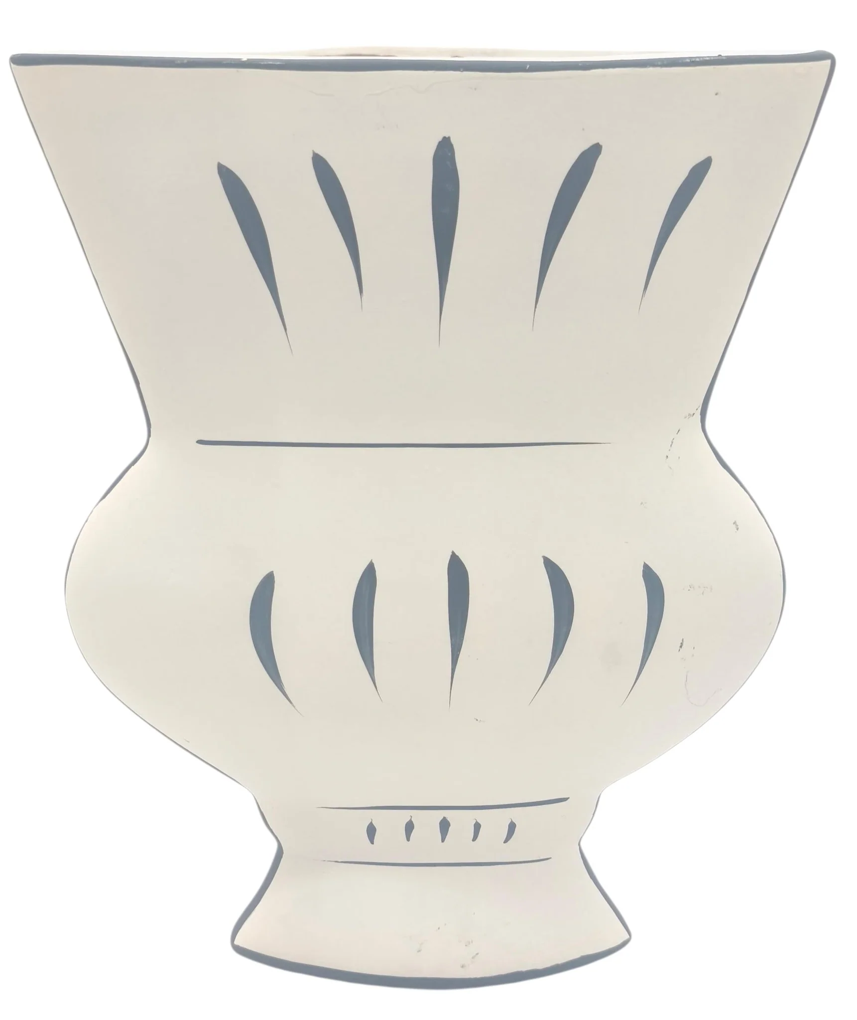 AKDC Contemporary Urn Shaped Clay Flower Vase 21cm*5cm*25.7cm, White and Blue