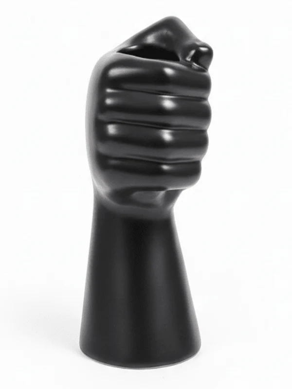 AKDC Creative Hand-Shaped Ceramic Decorative Flower Vase – Bold Black Artistic Design, 20 × 10 cm