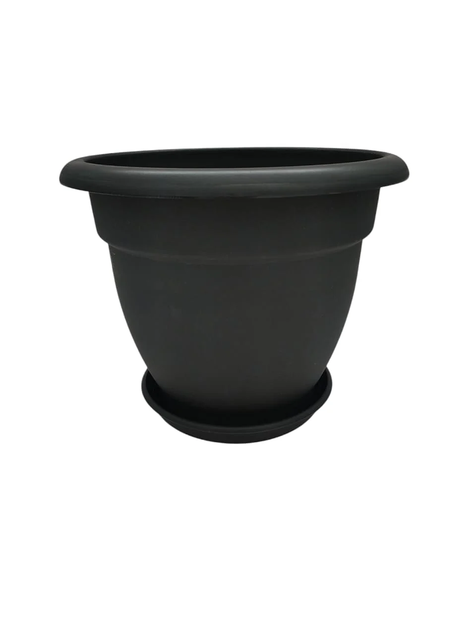 AKDC Plastic Planter With Tray Width 28CM Height 24CM Black Color