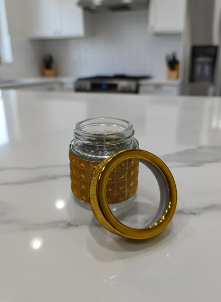 AKDC Decorative Glass Bottle – 6×5 cm Gold Finish, Elegant Mini Bottle for Décor & Display Purposes - Image 3