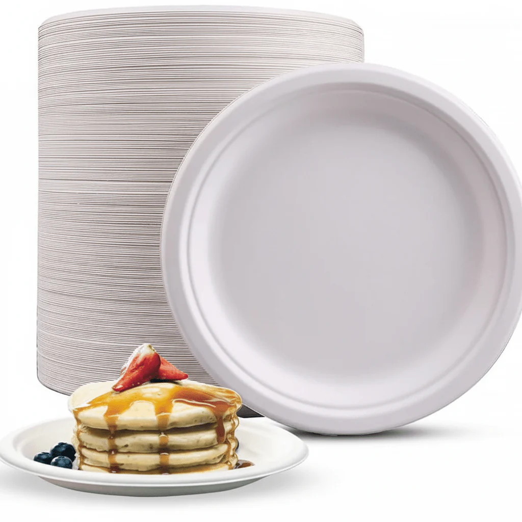 AKDC Disposable Sugarcane Pulp Paper Plates 9 Inch – 25 Piece Set