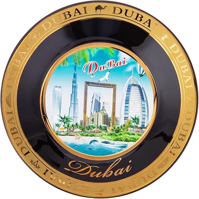 AKDC Dubai Souvenir Plate 11Cm X 11Cm X 1Cm Multi-Colour