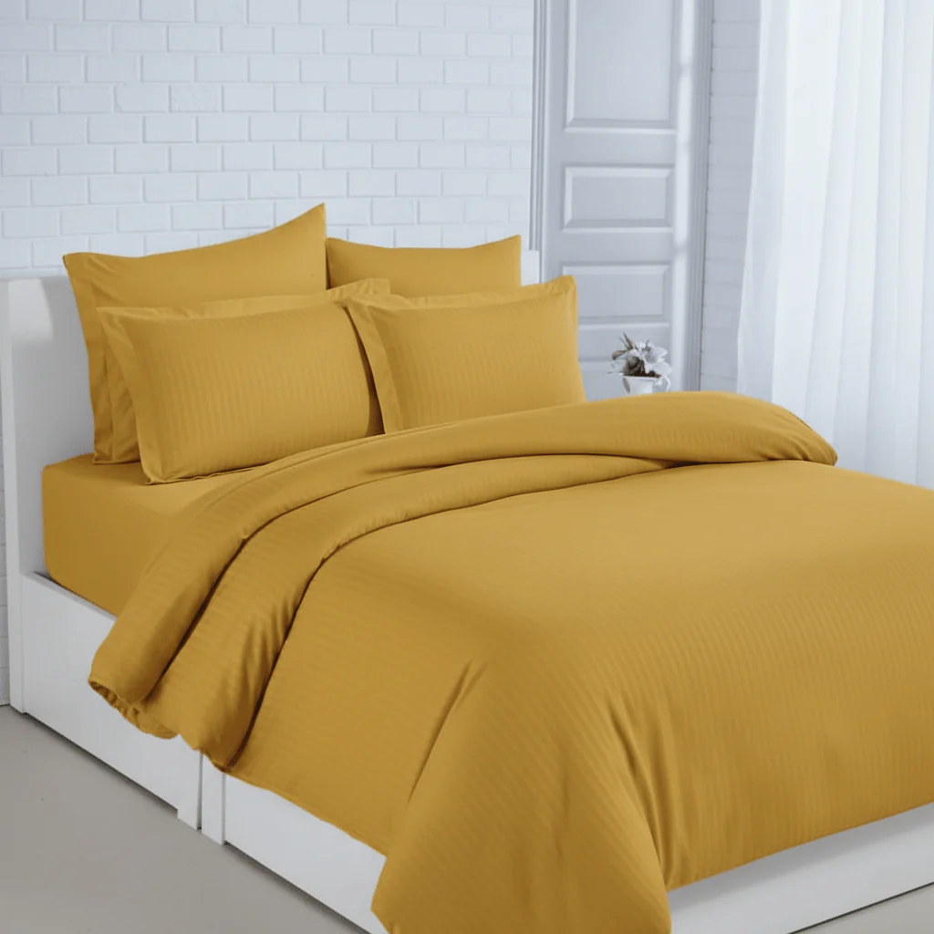 AKDC Elegant 6-Piece Golden Yellow Cotton Comforter Set – Soft Breathable King Size Bedding Collection