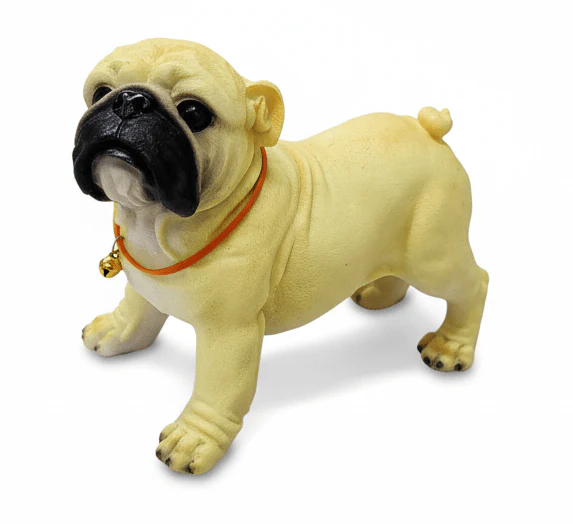 AKDC Elegant Beige Polyresin Dog Decorative Showpiece – Minimalist Animal Figurine for Modern Home Styling, 18 × 15 cm