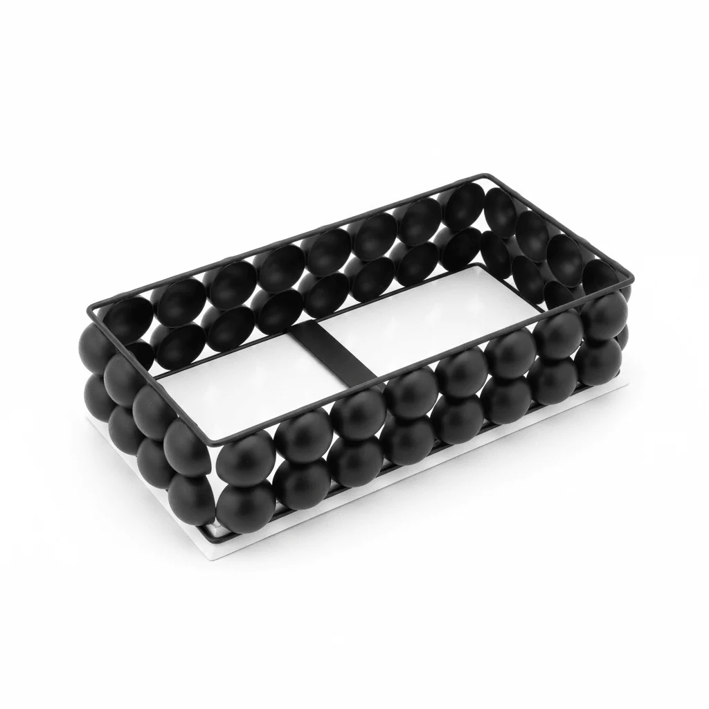 AKDC Elegant Black and White Bubble Design Metal Fruit Tray 30 x 15 cm Large Serving Tray for Fruits and Snacks