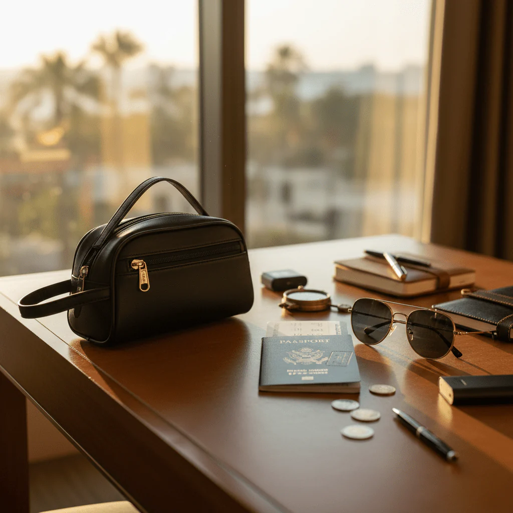 AKDC Elegant Black Faux Leather Handbag Pouch 20×12 cm Premium Finish Stylish and Durable Design - Image 3