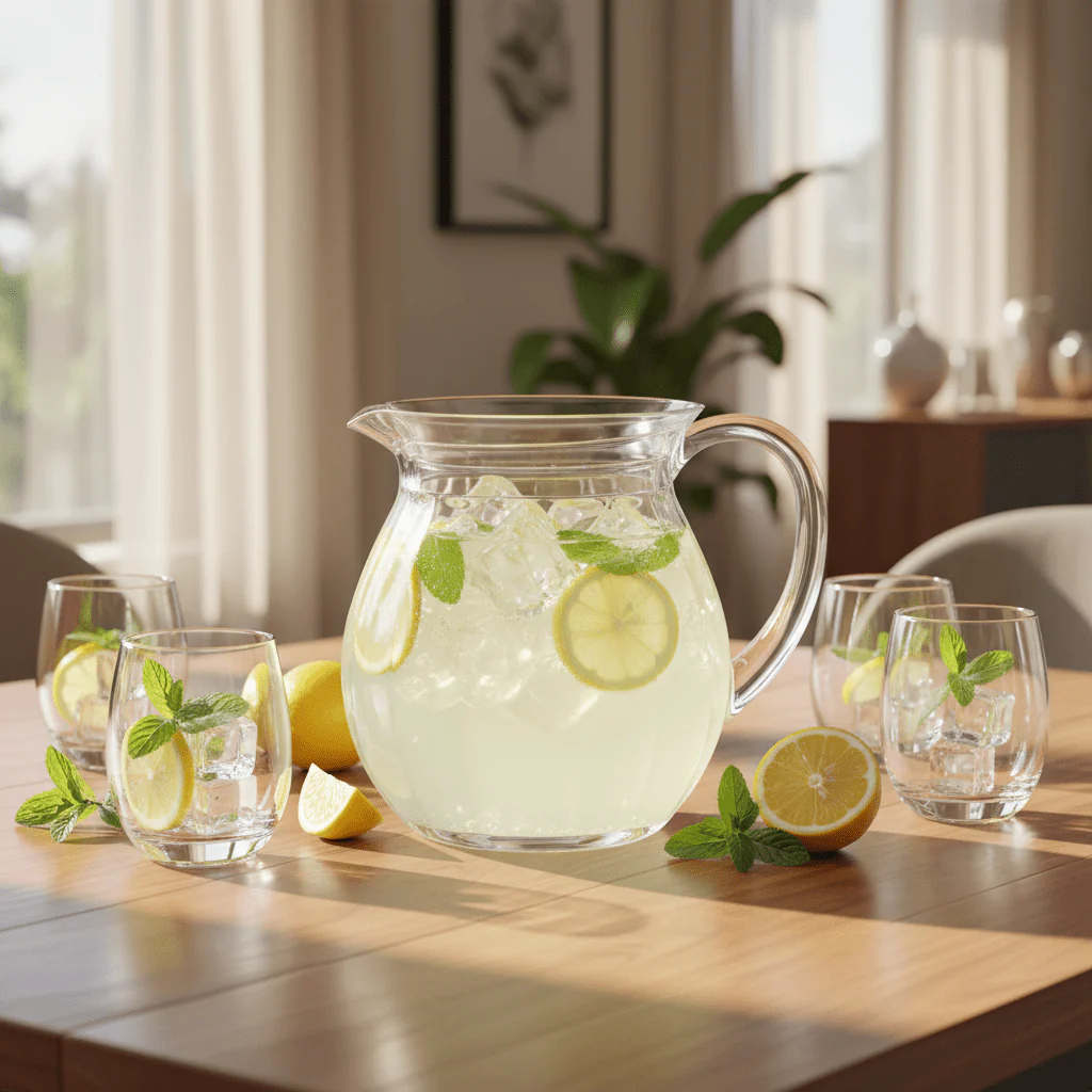 AKDC Elegant Clear Acrylic Pumpkin Jug Large Capacity Beverage Pitcher for Water Juice and Cold Drinks 18 × 14.5 cm - Image 2