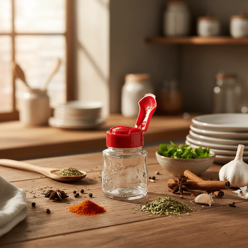 AKDC Elegant Clear Glass Salt & Pepper Shaker with Red Plastic Lid for Kitchen & Dining – 8cm - Image 2