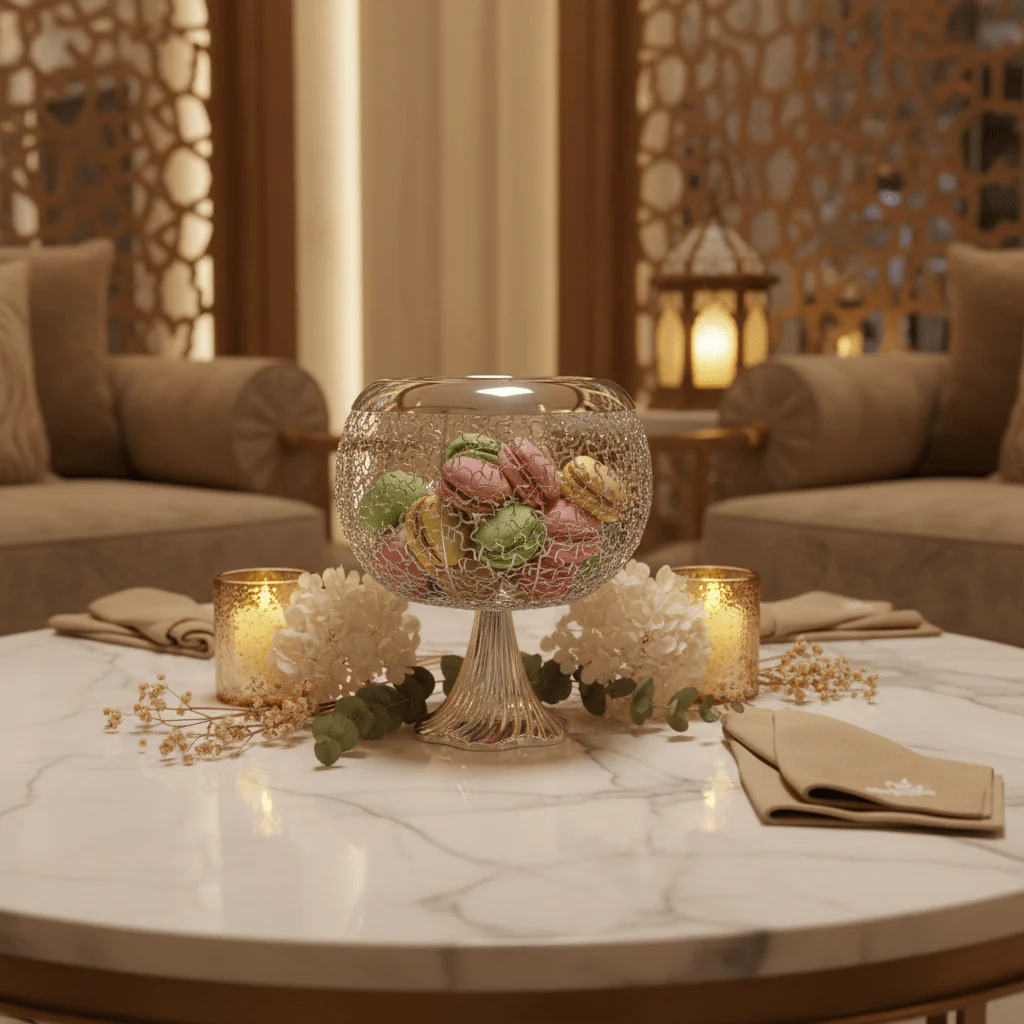 AKDC Elegant Footed Silver Candy Bowl for Luxury Table Serving and Dessert Display – 25x20cm - Image 2