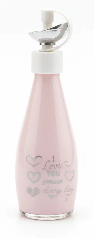 AKDC Elegant Pink Glass Oil Bottle with Pour Spout – Decorative & Functional Kitchen Dispenser, 250ml