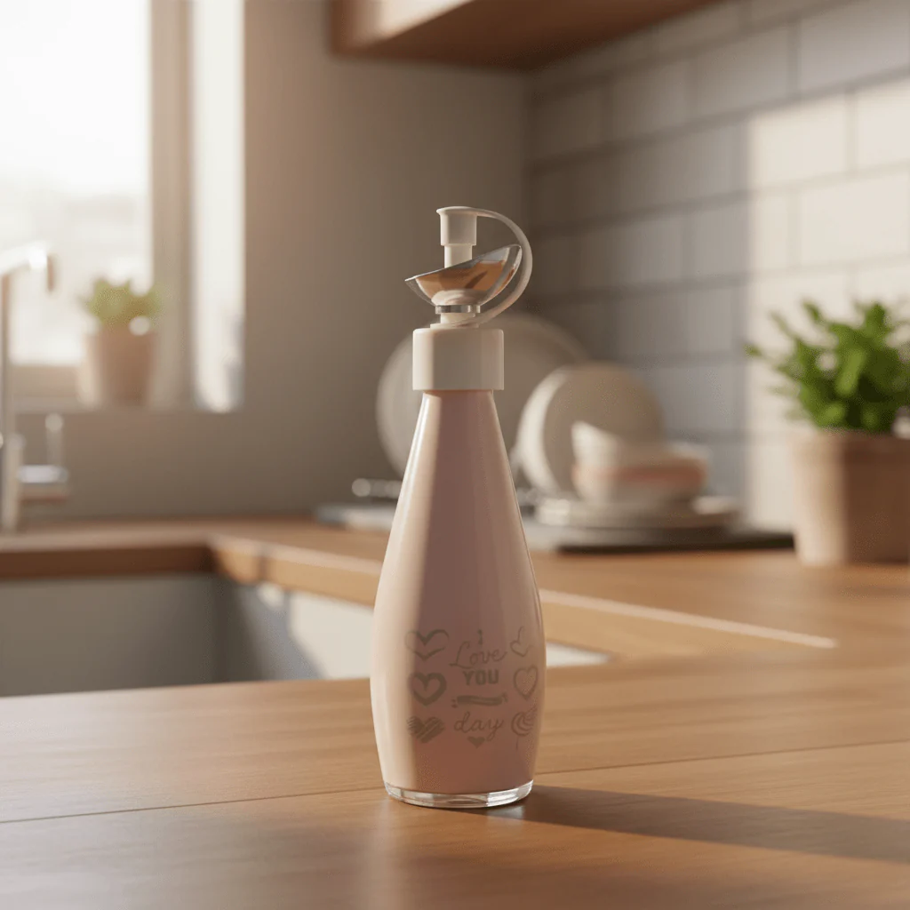 AKDC Elegant Pink Glass Oil Bottle with Pour Spout – Decorative & Functional Kitchen Dispenser, 250ml - Image 2