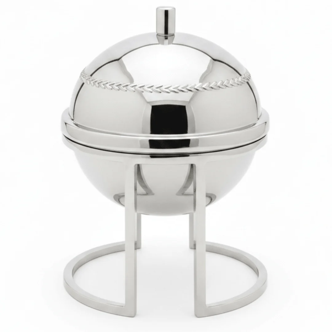 AKDC Elevated Stainless Steel Dates Bowl with Lid & Stand for Premium Table Presentation – 15 × 20 cm