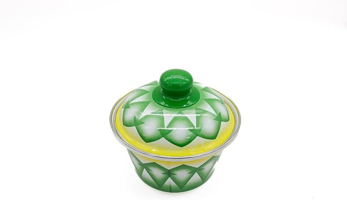 AKDC Enamel Bowl W/Lid 14Cm Green