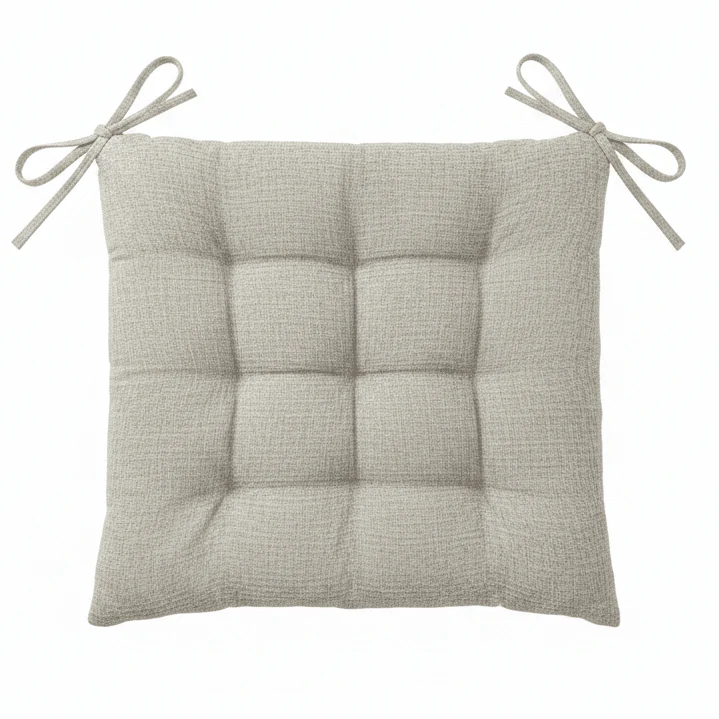 AKDC Fabric Light Beige Square Seat Cushion with Ties Neutral Soft Chair Pad for Home Office and Dining Chairs 40 cm