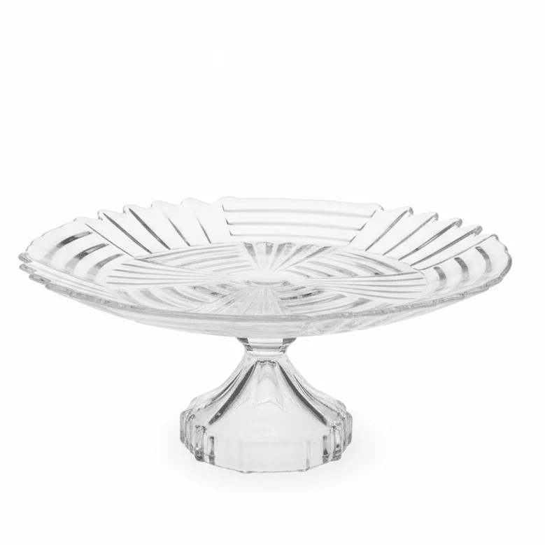 AKDC Footed Glass Cake Stand – Elegant Display Stand for Cakes, Pastries & Dessert Presentation 20×10 cm