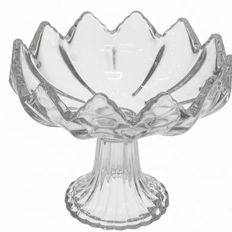 AKDC Footed Glass Candy Bowl – Compact Raised Bowl for Candy, Nuts, Dry Fruits & Snacks 14×12 cm