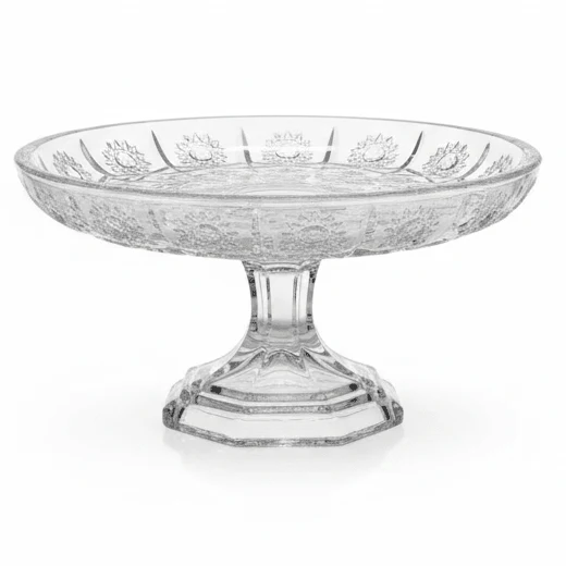 AKDC Footed Glass Candy Tray – Classic Elevated Glass Tray for Serving Sweets, Snacks & Dry Fruits 18×10 cm
