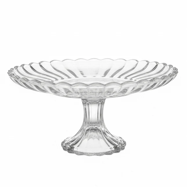 AKDC Footed Glass Fruit Display Plate – Stylish Raised Serving Plate for Fruits, Desserts & Table Presentation 23×12 cm