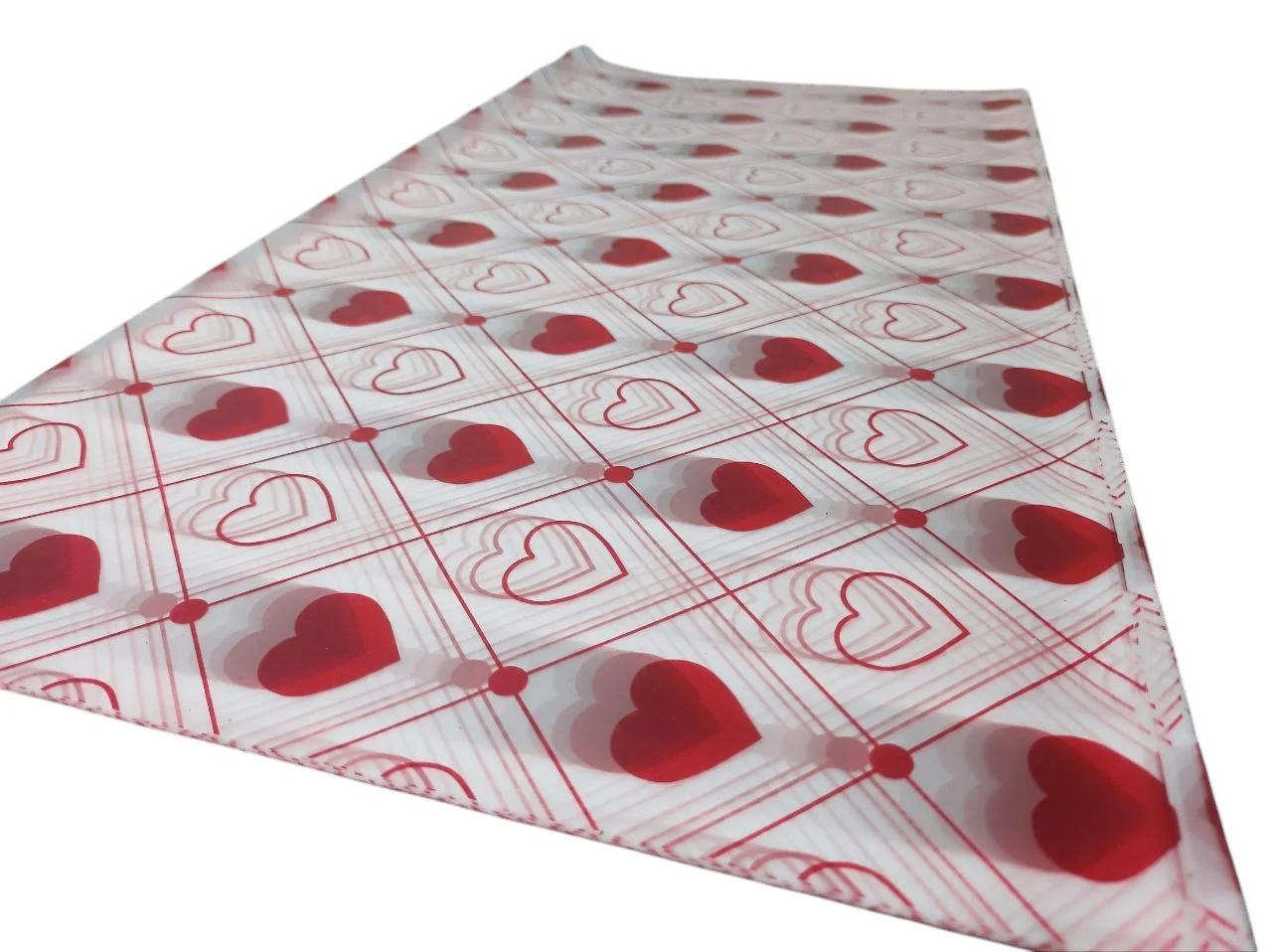 AKDC Gift Wrapping Plastic Cover Heart Shape Print Floral Bouquet Flat Sheet, Gift Packaging Wrap, Bulk Packing Cover for Event and Party Supplies DIY Gift 20 Sheets-57.5cmX58cm