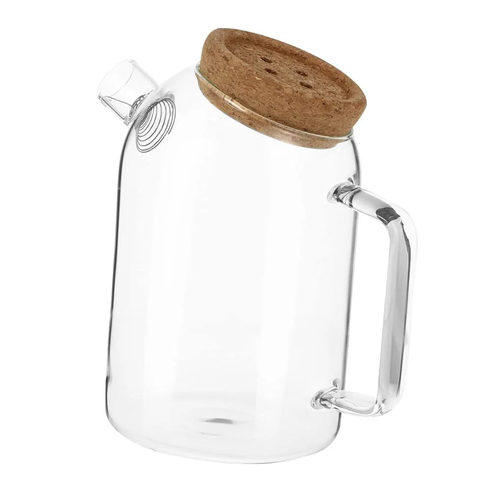 AKDC Glass Kettle 1200ml with Cork Lid, Clear & Transparent