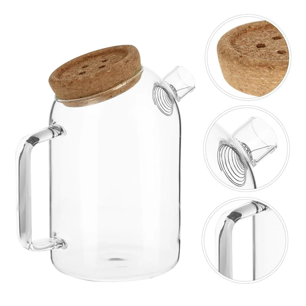 AKDC Glass Kettle 1200ml with Cork Lid, Clear & Transparent - Image 2
