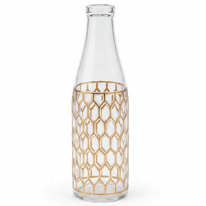 AKDC Gold Diamond Cut Acrylic Bottle for Premium Drink Storage and Serving 1000 ml