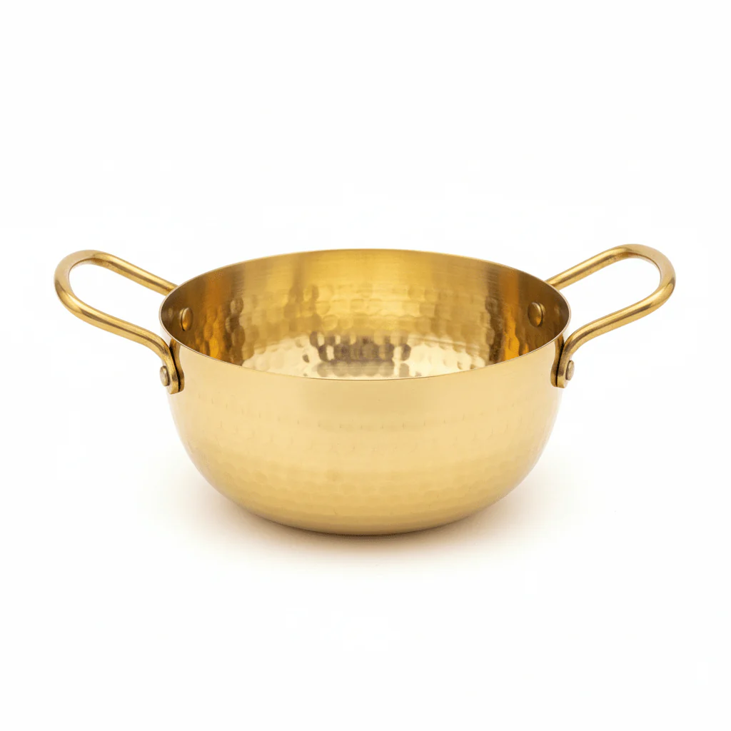 AKDC Hammered Gold Stainless Steel Round Soup Pot With Handle -18cm